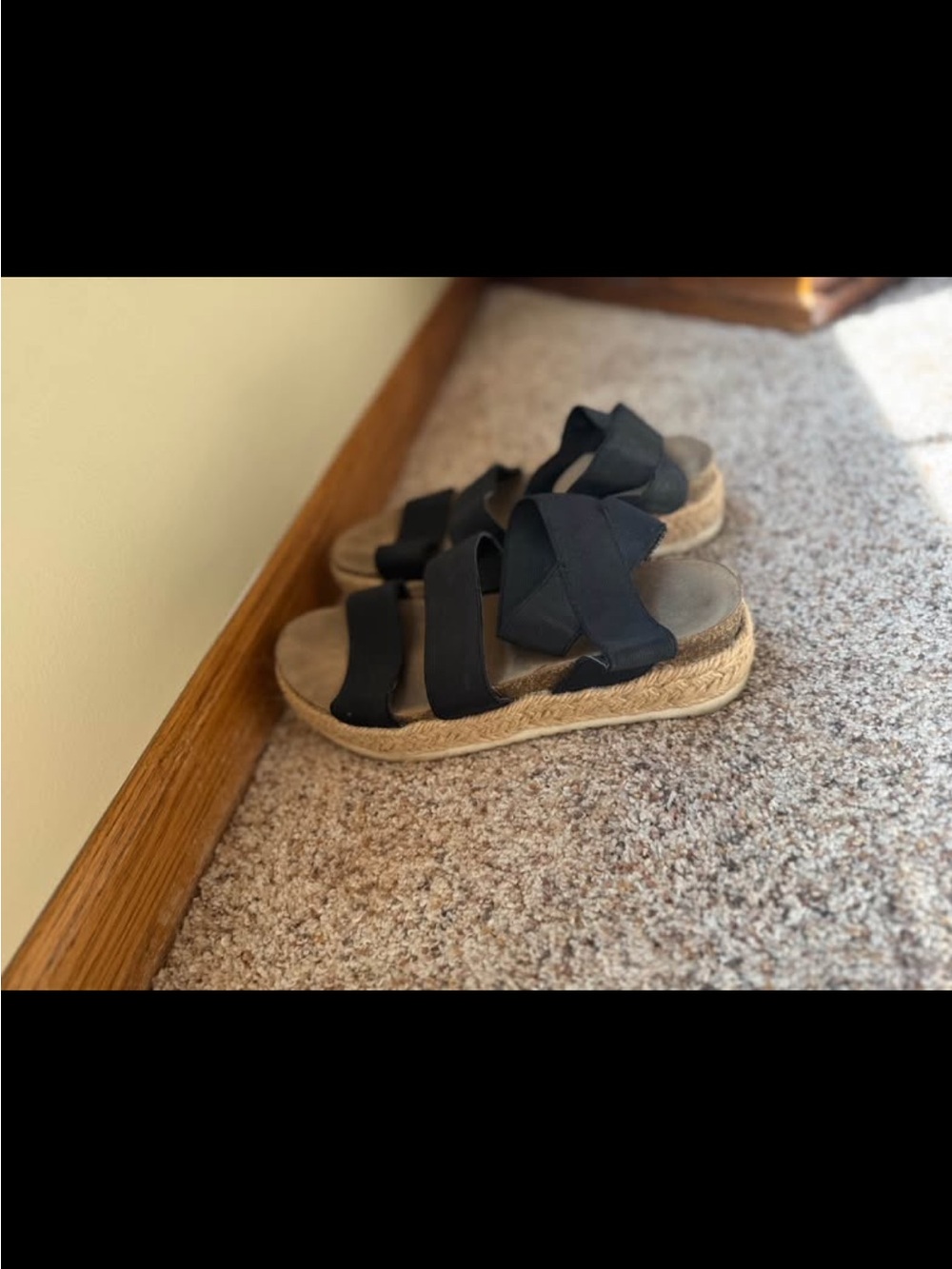 Women's Black Platform Espadrille Sandals